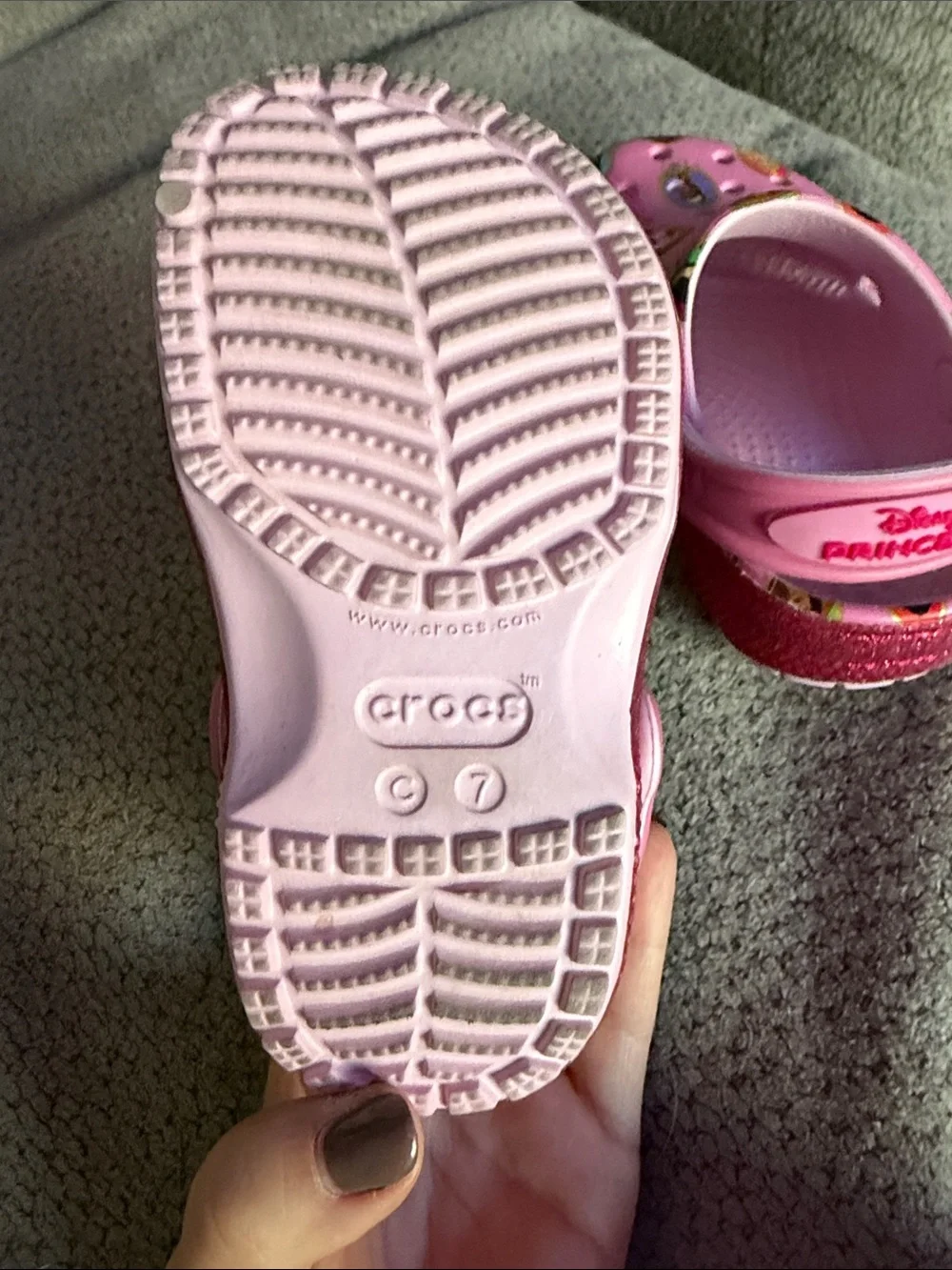 Disney Pink Kids Sandal Crocs with Princess Graphic Charms